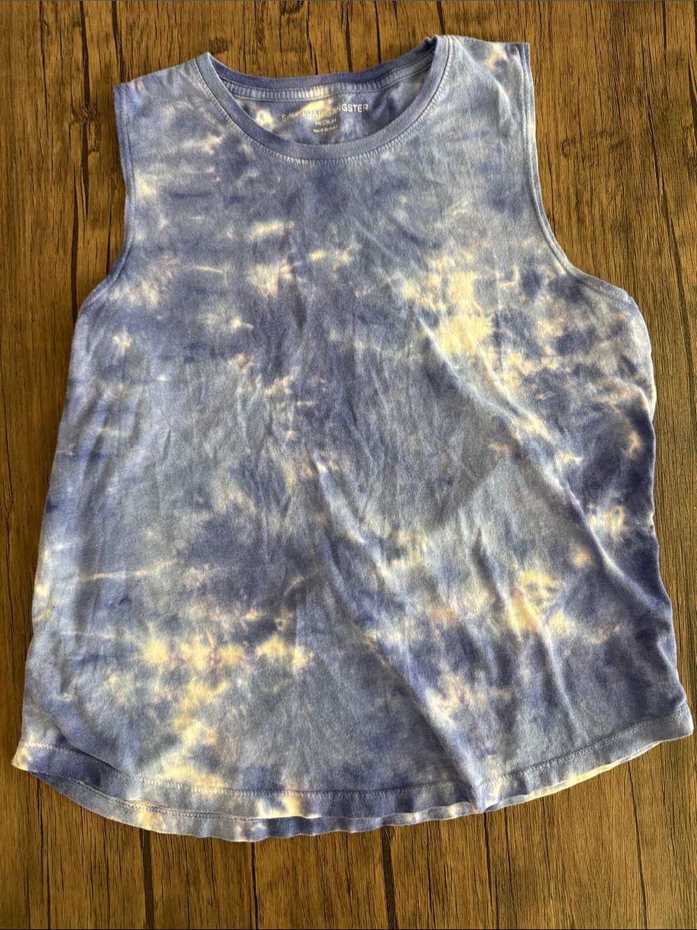 Spiritual Gangster Lavender & White Tie-Dye Muscle Tank